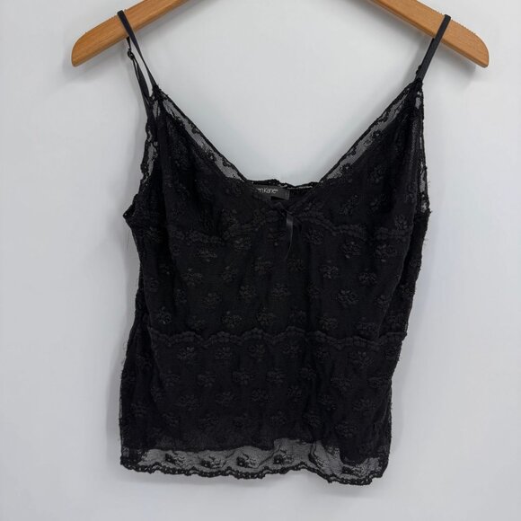 Vtg Karen Kane Black Lace Babydoll Top‎ Womens XL Scalloped Hem Spaghetti Straps - Picture 6 of 8